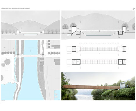 Concorso di progettazione per una passerella ciclopedonale sul  fiume Vedeggio, Ticino, Svizzera, 1° premio